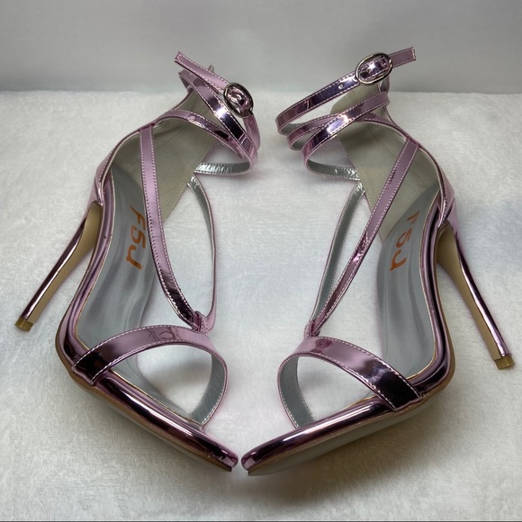 FSJ Shoes - Strappy Sandals Open Toe Metallic High Heel Pumps